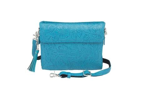 CROSSBODY CLUTCH PURSE TOOLED LEATHER