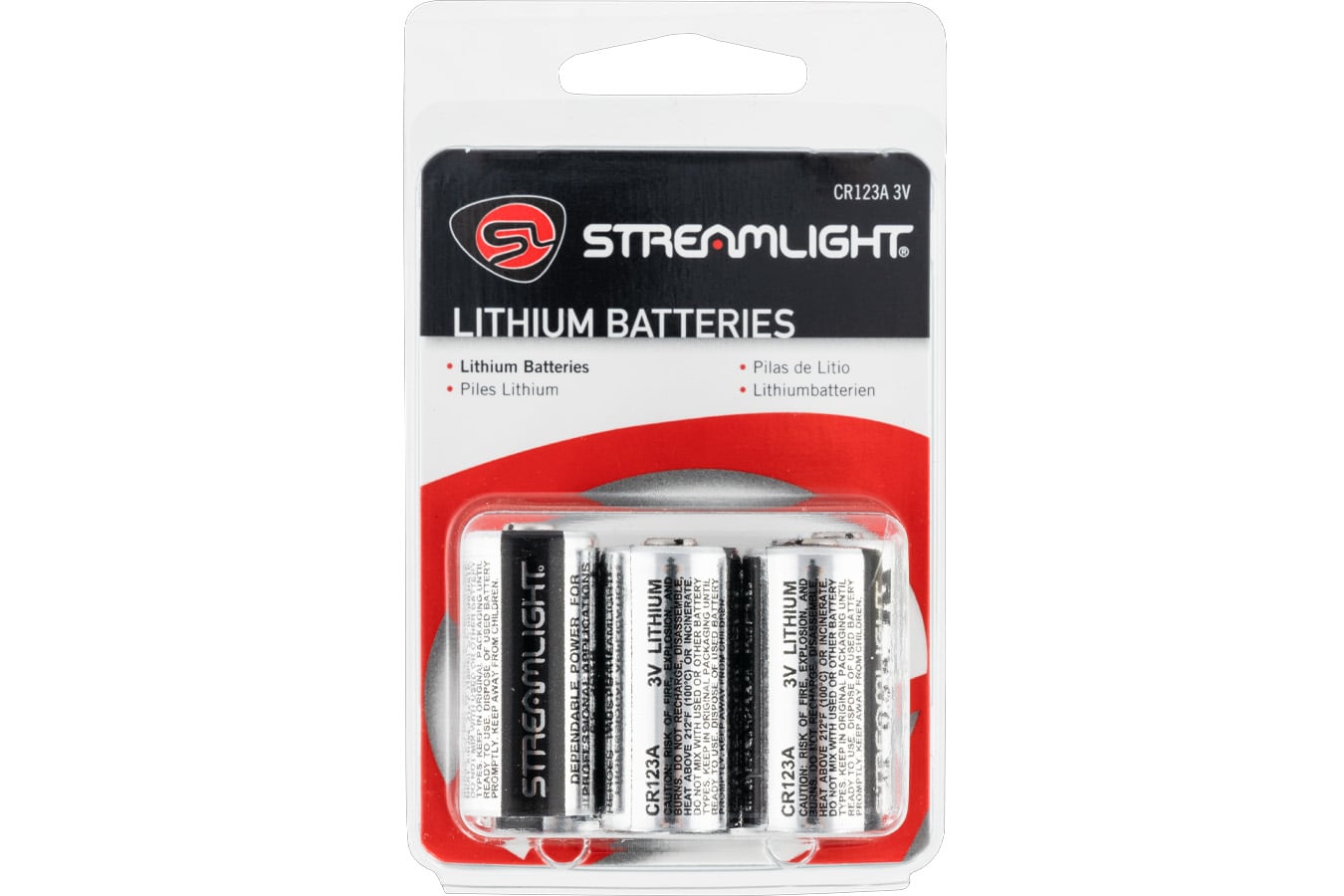 Streamlight CR123A Lithium Batteries 6-Pack Silver / Black