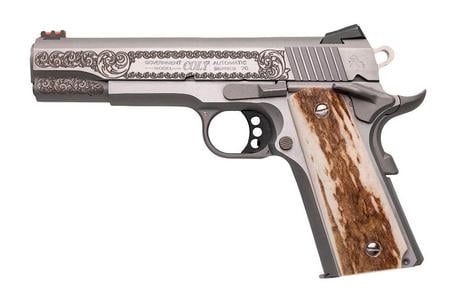 CUSTOM ENGRAVED COMPETITION HANDGUN .45 AUTO 7RD MAGAZINE 5` BARREL STAINLESS