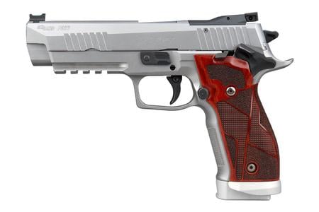 SIG SAUER 9MM, 5IN, X-FIVE, STAINLESS FINISH, SAO, WOOD GRIPS, (3) 20RD STEEL MAG, MAGWELL