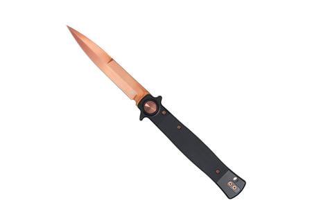 COBRATEC STILETTO 4 ROSE GOLD BLADE BLACK G-10 BUTTON LOCK
