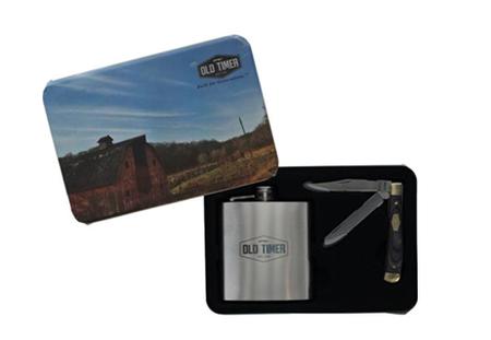 OT 2-BLADE FOLDING KNIFE W/FLASK COMBO