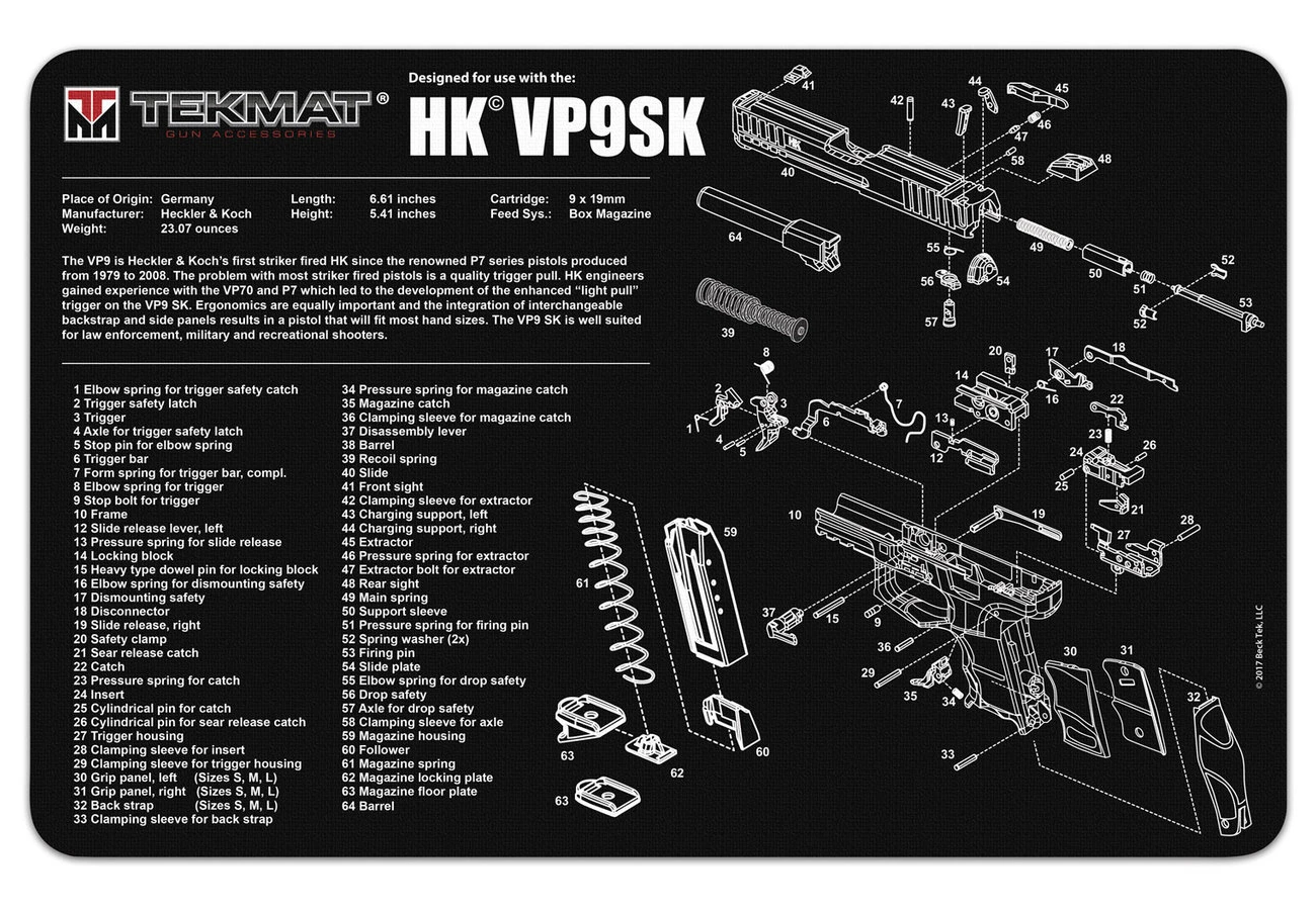 Tekmat HK VP9SK Pistol Armorer's Bench Mat