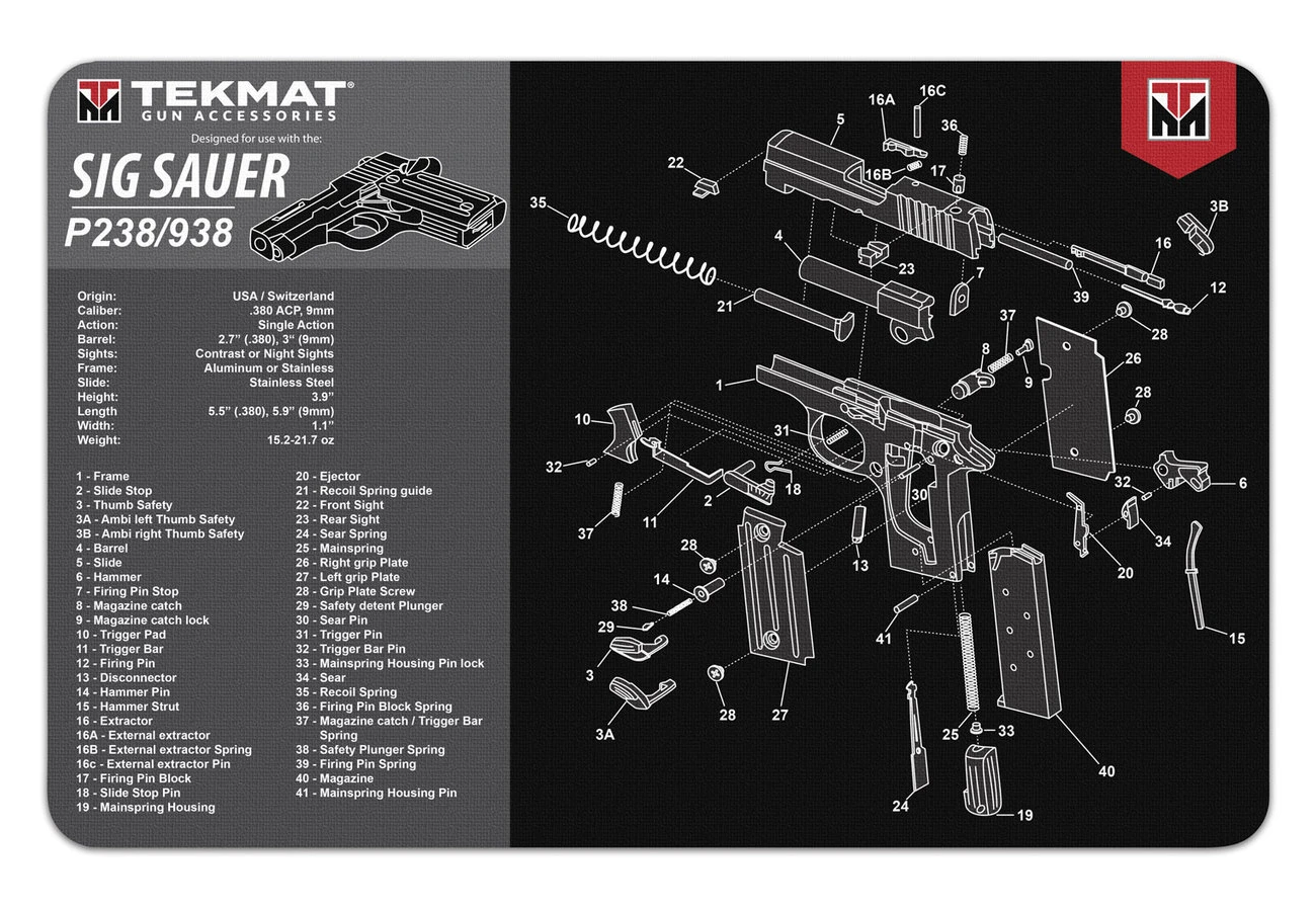 Tekmat SIG P238/P938 Pistol Armorer's Bench Mat