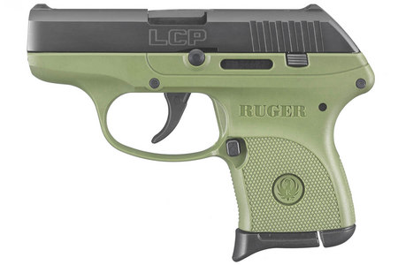 RUGER LCP 380ACP Centerfire Pistol with OD Green Grip Frame