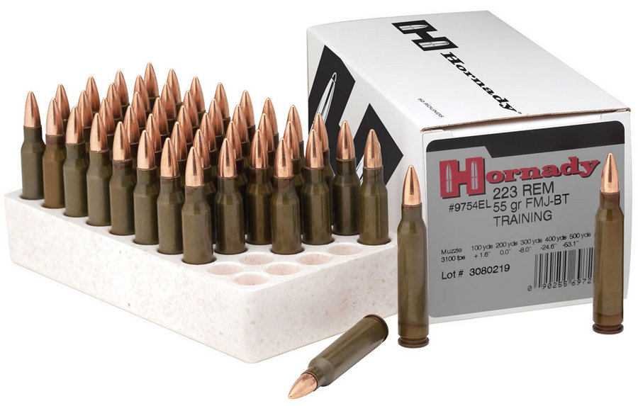 Hornady 223 Rem 55 gr FMJ-BT Training 50/Box