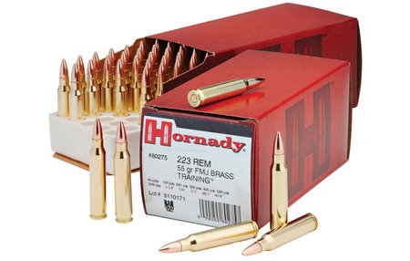 Hornady 223 Rem 55 gr FMJ/BT Brass Training 50/Box
