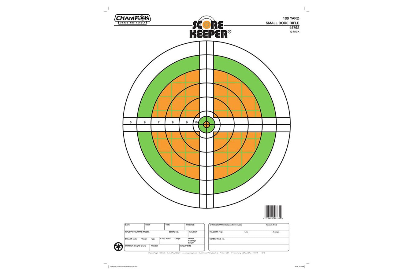 Champion Small Bore Rifle Fluorescent Targets - 12-Pack