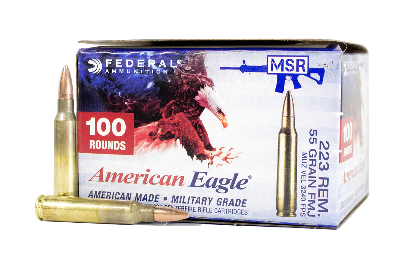 FEDERAL AMMUNITION 223 REM 55 GR FMJ BT 100 RD