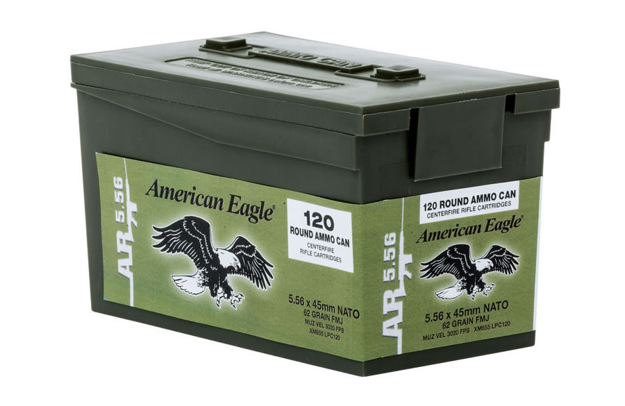 FEDERAL AMMUNITION 5.56MM NATO 62 GR FMJ BT 120 RD PLASTIC AMMO CAN