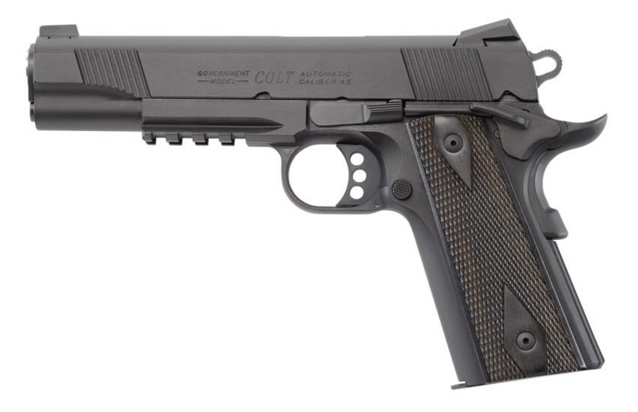 Colt Rail Gun Government Model 45 Auto Cerakote Black