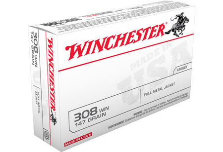 WINCHESTER AMMO 308 Win 147 gr FMJ Boat Tail 20/Box