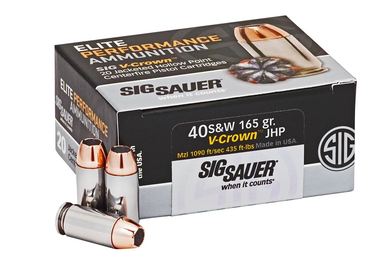 SIG SAUER 40 SW 165 GR ELITE V-CROWN JHP