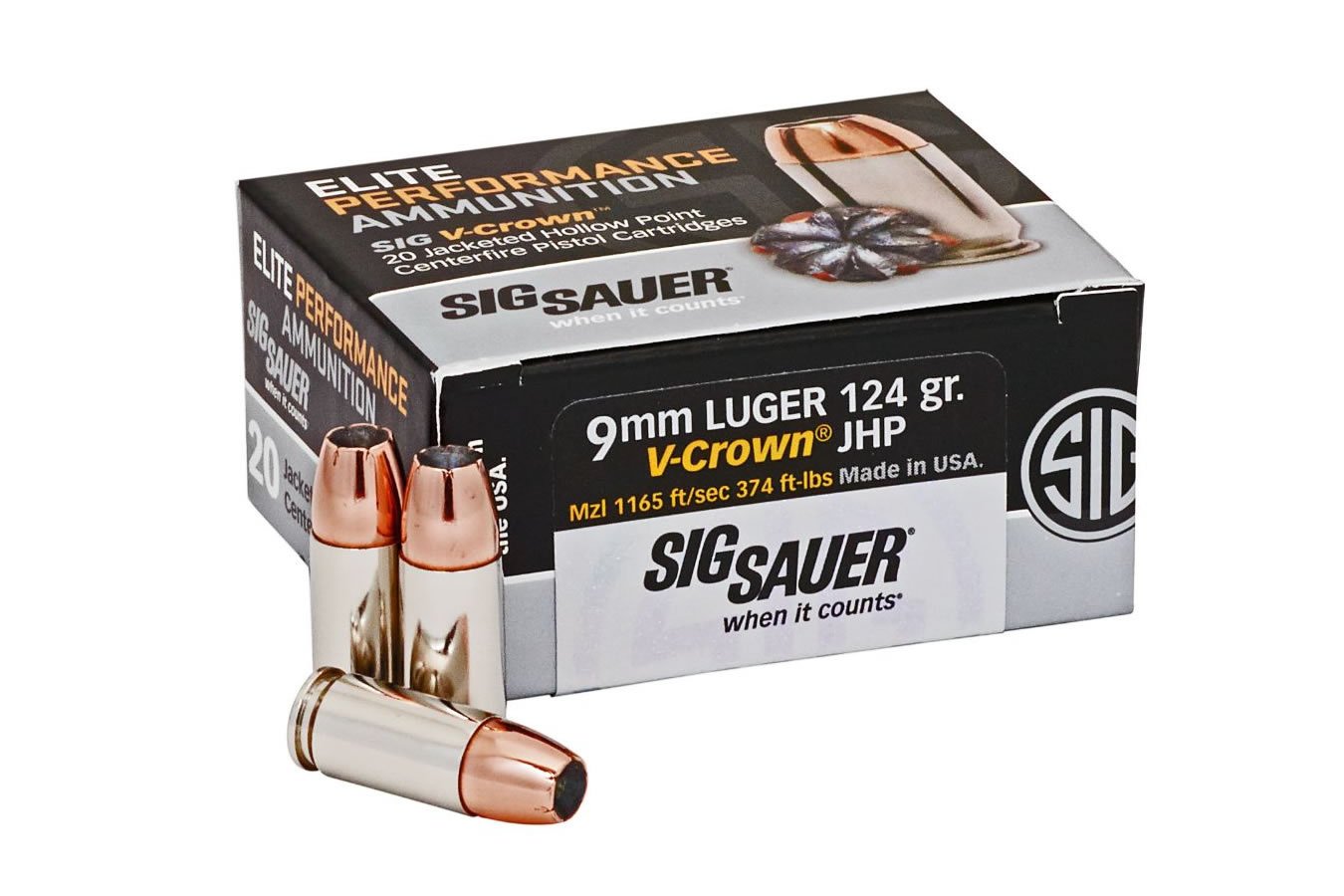 SIG SAUER 9MM 124 GR ELITE V-CROWN JHP