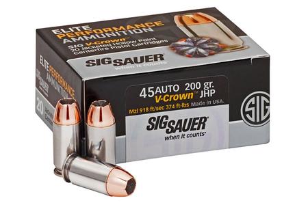 Sig Sauer 45 Auto 200 gr JHP Elite V-Crown 20/Box