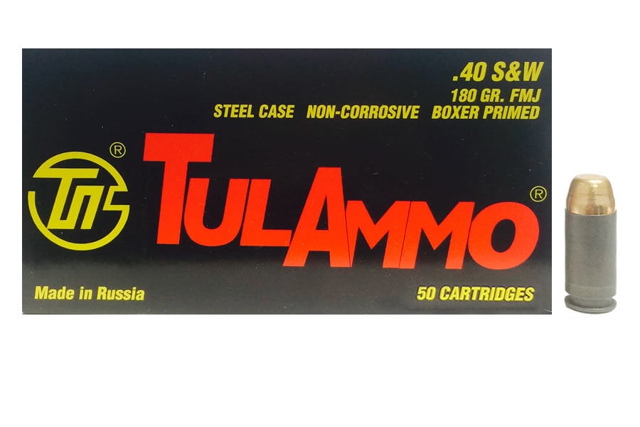 TULA AMMO 40 SW 180 GR FMJ STEEL CASE