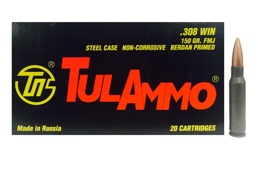 TULA AMMO 308 WIN 150 GR FMJ STEEL CASE