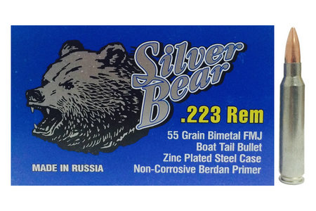 SILVER BEAR 223 Rem 55 gr FMJ Zinc Plated 500 Rounds
