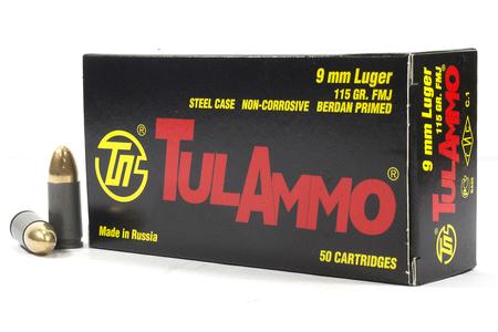 TULA AMMO 9mm Luger 115 gr FMJ Steel Case 50/Box