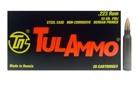 TULA AMMO 223 Rem 55 gr FMJ Steel Case 20/Box