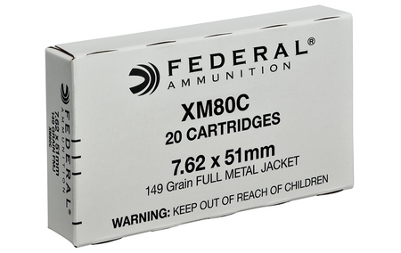 FEDERAL AMMUNITION XM80C 7.62x51mm 149 gr FMJ 20/Box