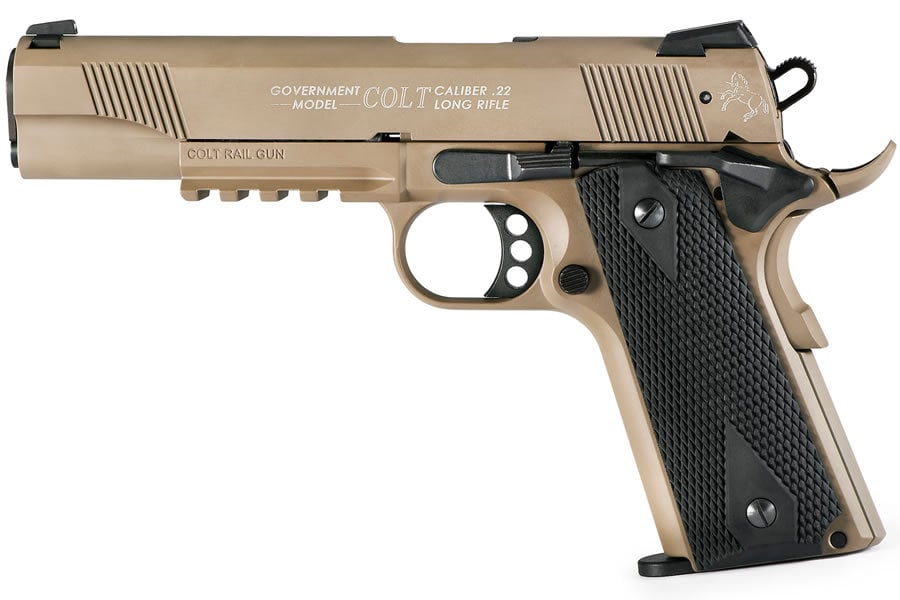 No. 5 Best Selling: WALTHER COLT GOVT 22LR 1911 A1 RAIL GUN FDE