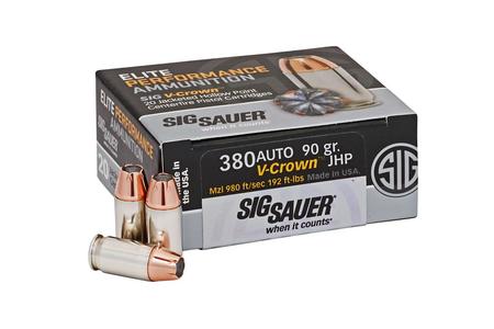 SIG SAUER 380 Auto 90 gr JHP Elite V-Crown 20/Box