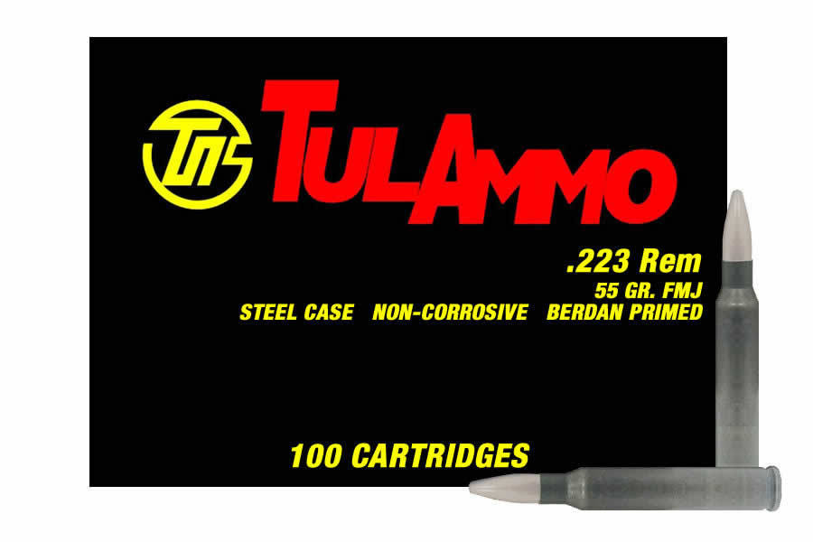 Tula Ammo 223 Rem 55 gr FMJ Steel Case 100/Box