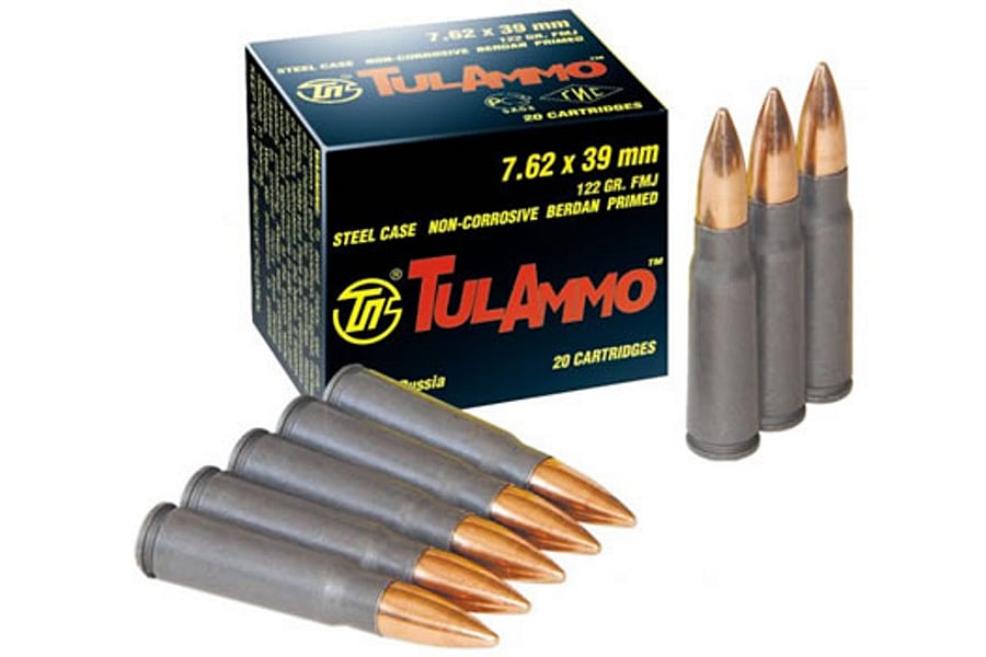 TULA AMMO 7.62X39MM 122 GR FMJ STEEL CASE 100RDS