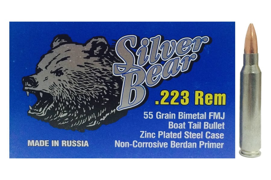 Silver Bear 223 Rem 55 gr FMJ Zinc Plated 20/Box