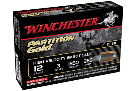 WINCHESTER AMMO 12 Ga 3 in 385 gr Sabot Partition Gold 5/Box