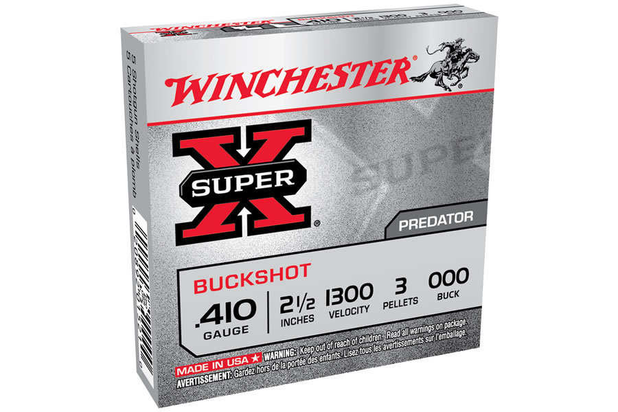 WINCHESTER AMMO 410 BORE 2-1/2 IN 3 PELLET 000 SUPER X 5/BOX