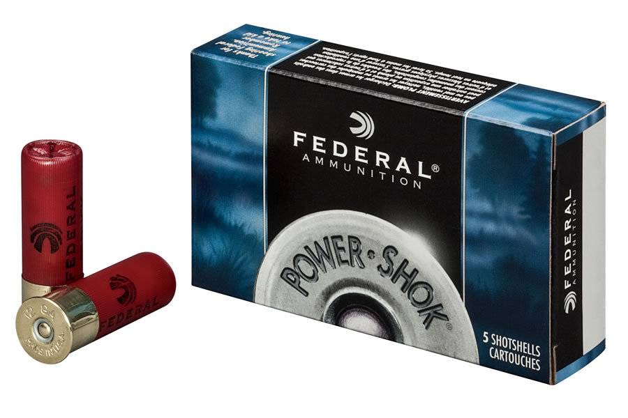 FEDERAL AMMUNITION 12 GA 2-3/4 IN 3 DE 9 PELLETS 00 BUCK POWER-SHOK LOW RECOIL