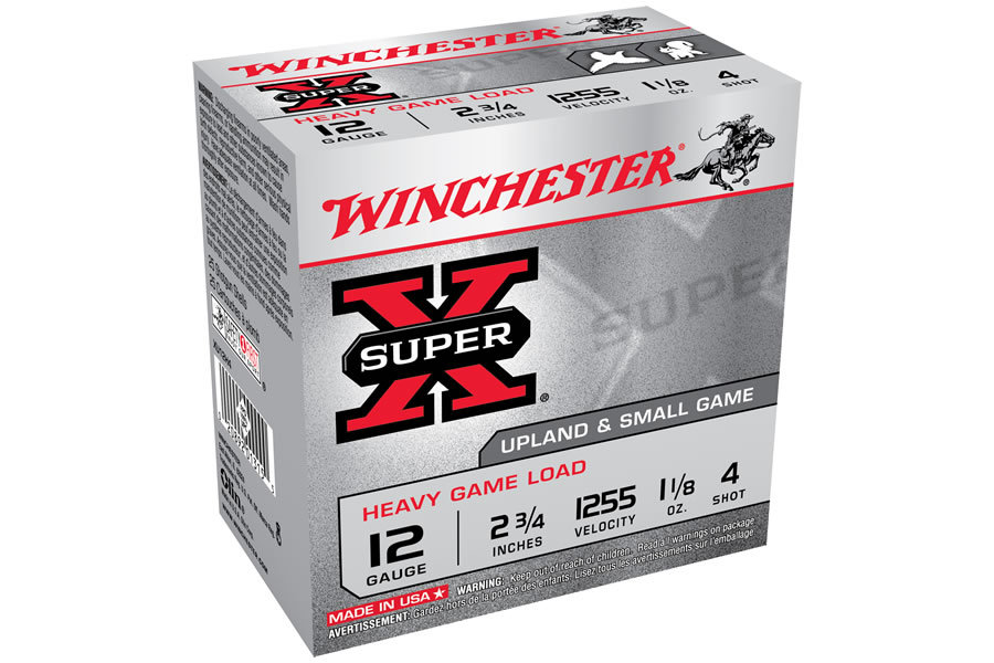 Winchester 12 Ga 2 3/4 in 1 1/8 oz #4 Shot Super X 25/Box