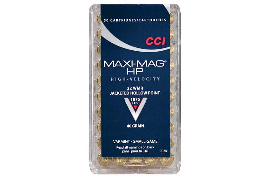 CCI AMMUNITION 22 WMR MAXI MAG 40 GR JHP