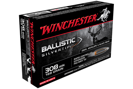 WINCHESTER AMMO 308 Win 168 gr Polymer Tip Ballistic Silvertip 20/Box