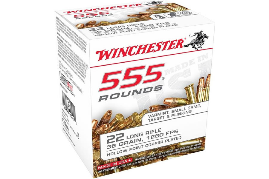 WINCHESTER AMMO 22 LR 36 GR COPPER PLATED HP 555 RDS