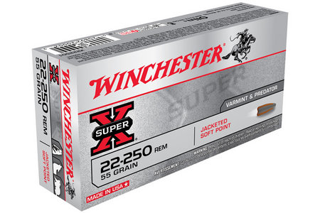Winchester 22-250 Rem 55 gr Jacketed SP Super-X 20/Box