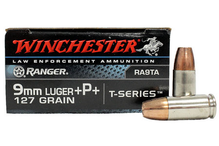 WINCHESTER AMMO 9mm Luger +P+ 127 gr JHP Ranger T-Series Police Trade Ammo 50/Box