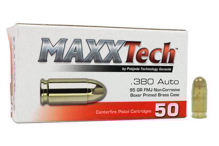 Maxx Tech 380 ACP 95 gr FMJ Brass Case Target Ammo 50/Box exclusive deals