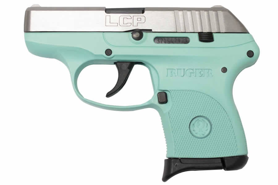 RUGER LCP 380 ACP NICKEL SLIDE TURQUOISE FRAME 2.75 IN BBL