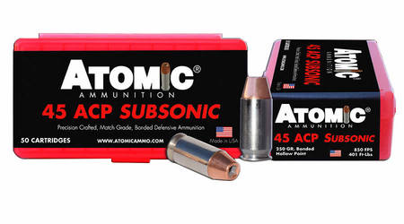 ATOMIC AMMUNTION 45 ACP 250 gr Bonded Hollow Point Subsonic 50/Box
