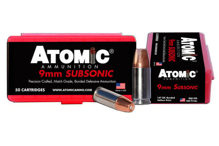 ATOMIC AMMUNTION 9mm 147 gr Subsonic Bonded Match HP 50/Box