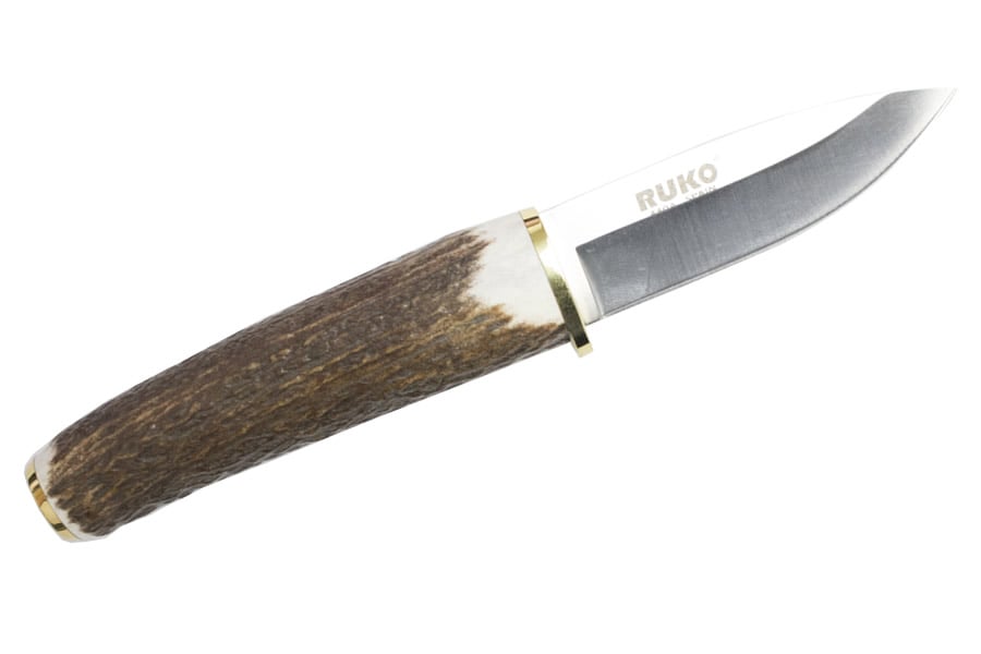 RUKO MFG MUELA FIELD KNIFE, RED STAG HORN HANDLE