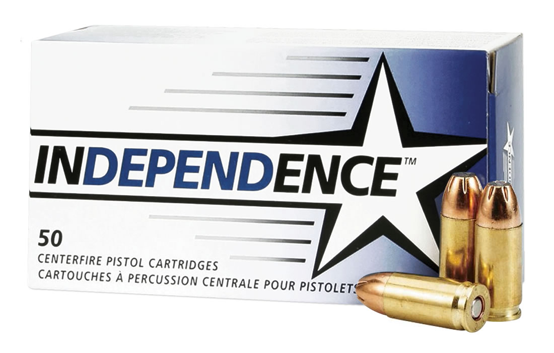 Independence 9mm Luger 115 gr JHP Brass Cased 50/Box