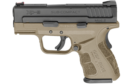 SPRINGFIELD XD Mod.2 9mm Sub-Compact Flat Dark Earth (FDE) with GripZone (Compliant) Essentials Package