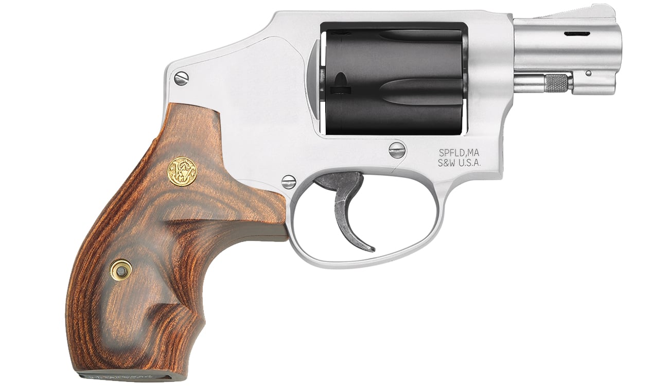 Gunners Firearms LLC Smith & Wesson, Model 642, Small Revolver, 38 Special, 1.875 Barrel, Alloy Frame, Stainless Finish, Laser Grip, Fixed Sights, 5Rd, No Internal Lock