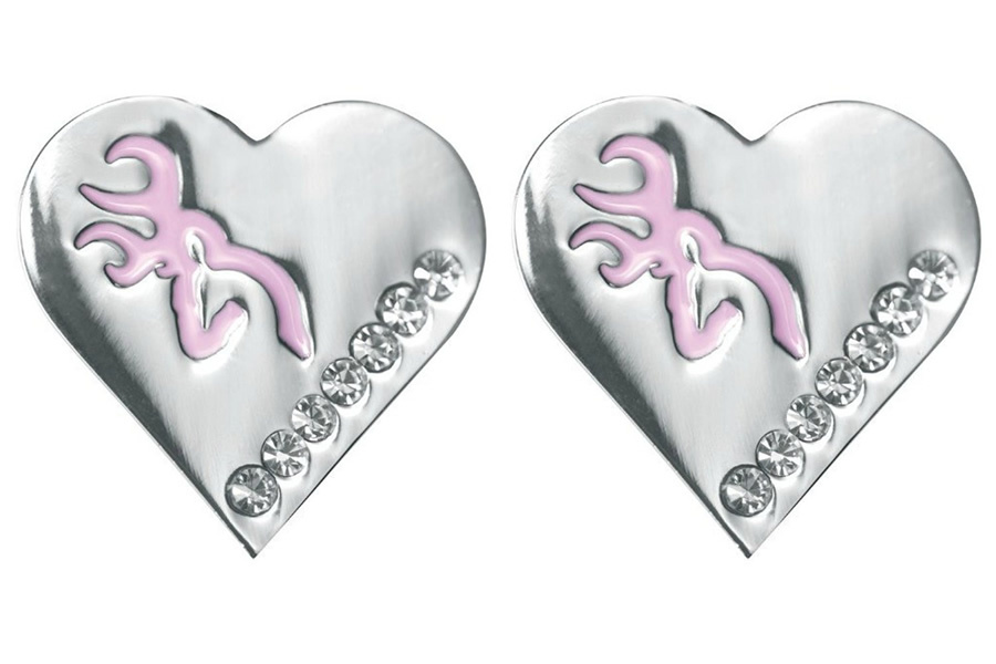 BROWNING EARRINGS PINK BLING HEART Vance Outdoors