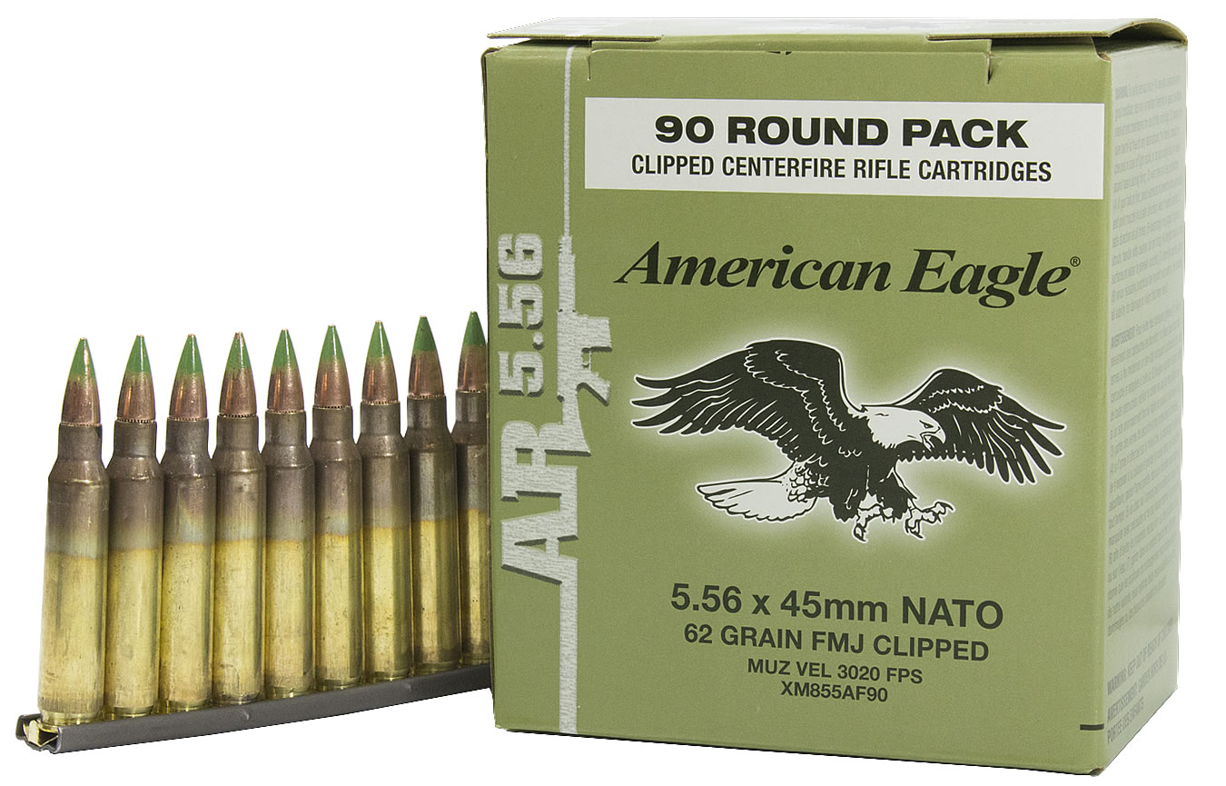 FEDERAL AMMUNITION 5.56MM NATO 62 GR FMJ BT 90 RD BOX CLIPPED