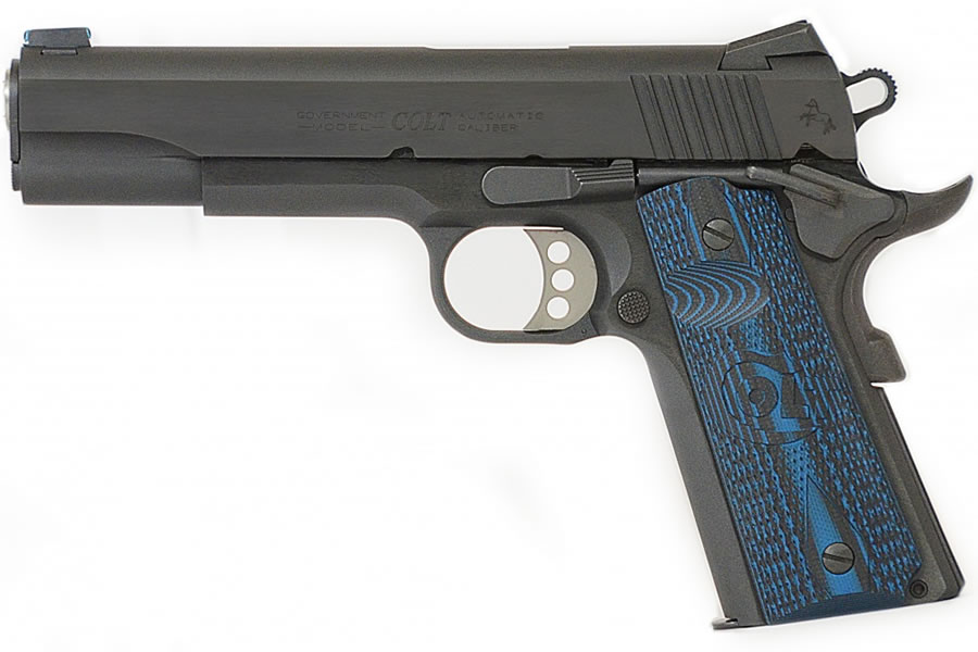 Colt 1911 Gold Cup Factory Grips – Blue G10, Take-Offs, Full-Size Government